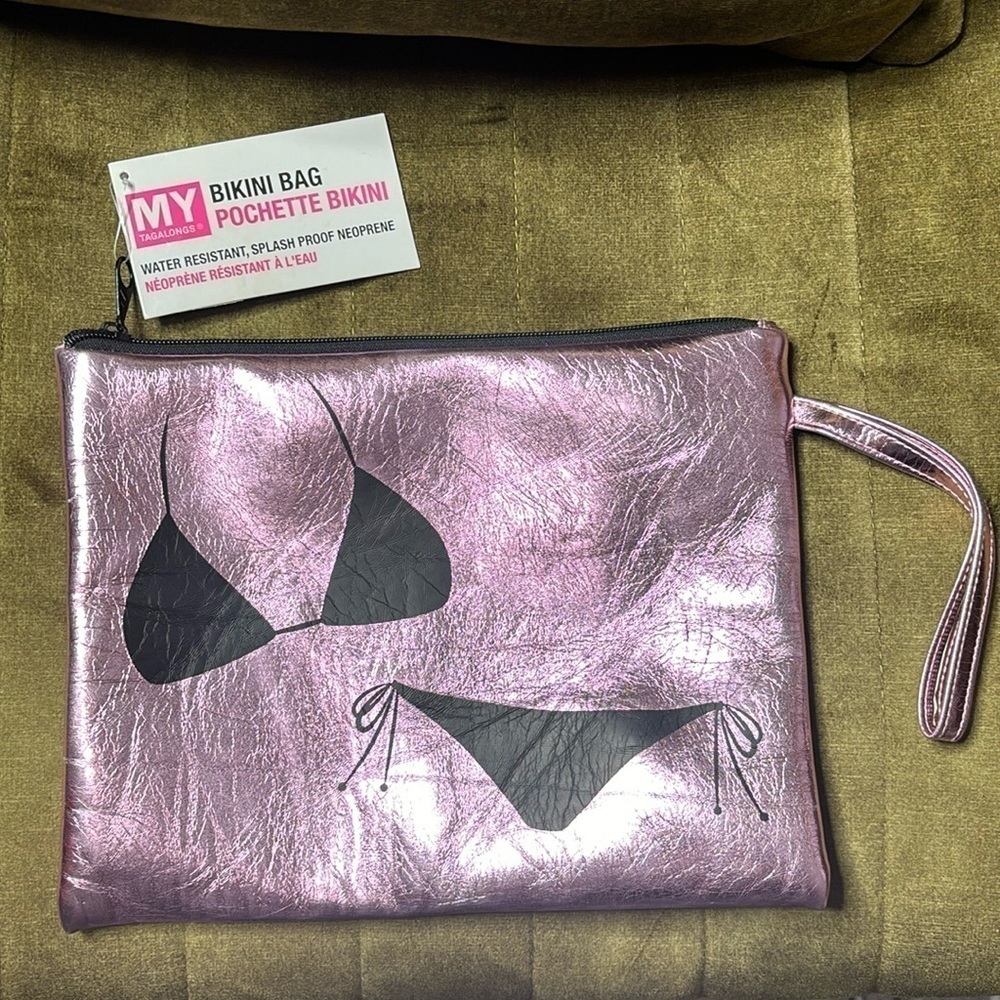 My Tagalong water resistant pink metallic bikini bag NWT
